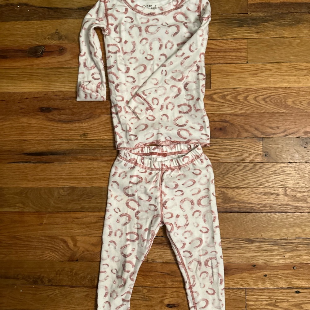P.J. Salvage Pink and White Pajama Set with Horseshoe Design